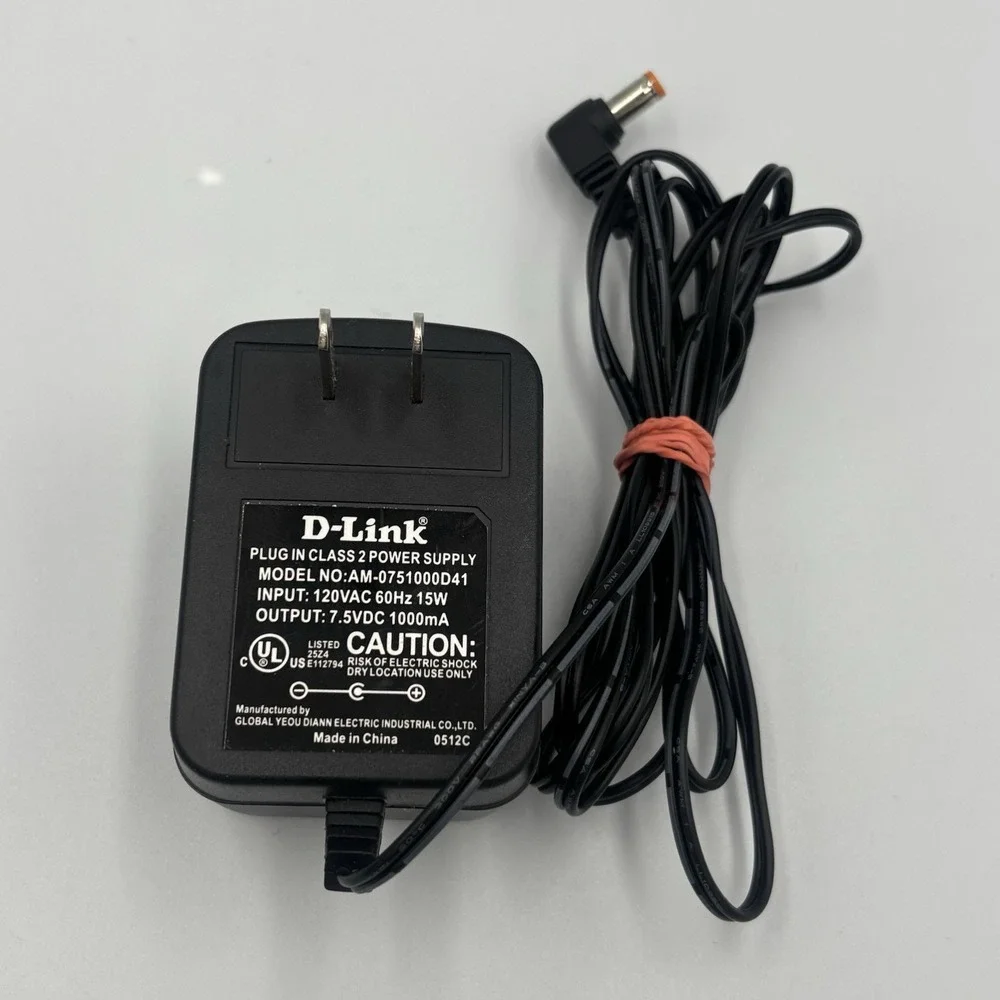 D-Link AM-0751000D41 Plug In Class 2 AC Power Supply Charger‎ Adapter 7.5VDC